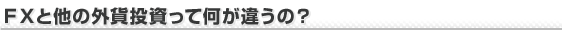 FXと他の外貨投資って何が違うの？