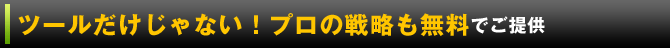 ツールだけじゃない！プロの戦略も無料でご提供