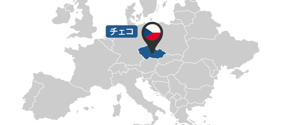 チェコに国旗のピンが刺さっている地図