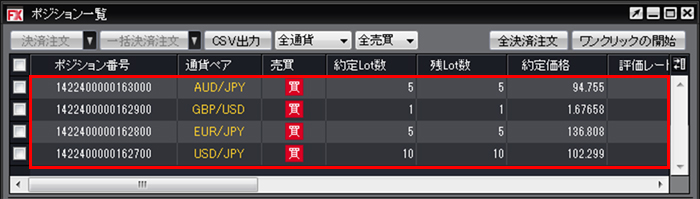 発注した複数の注文が約定