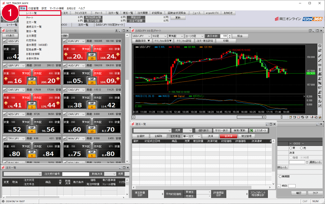 NET_TRADER 365FX画面の画像