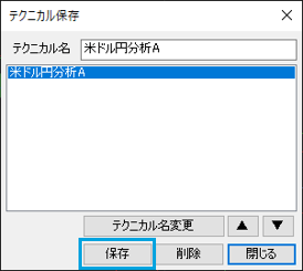 テクニカル保存画面の画像