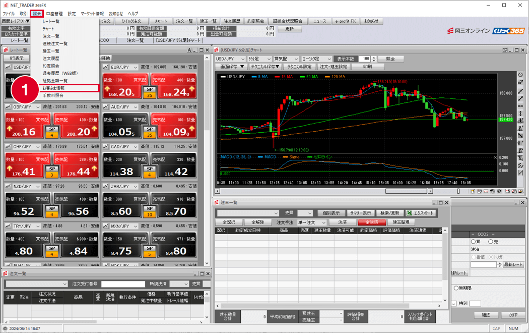 NET_TRADER 365FX画面の画像