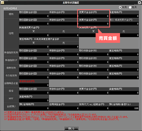 お取引状況確認