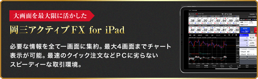 大画面を最大限に活かした　岡三アクティブＦＸ for iPad